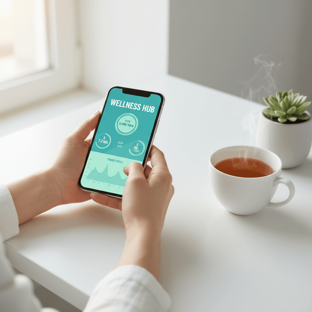 Patient using Diabetech mobile app to monitor diabetic foot ulcer treatment at home