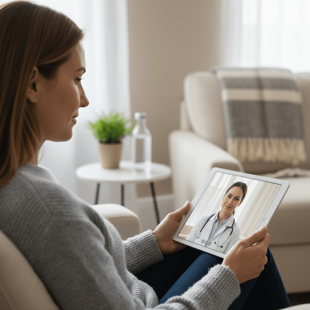 Patient engaged in telehealth consultation via Diabetech